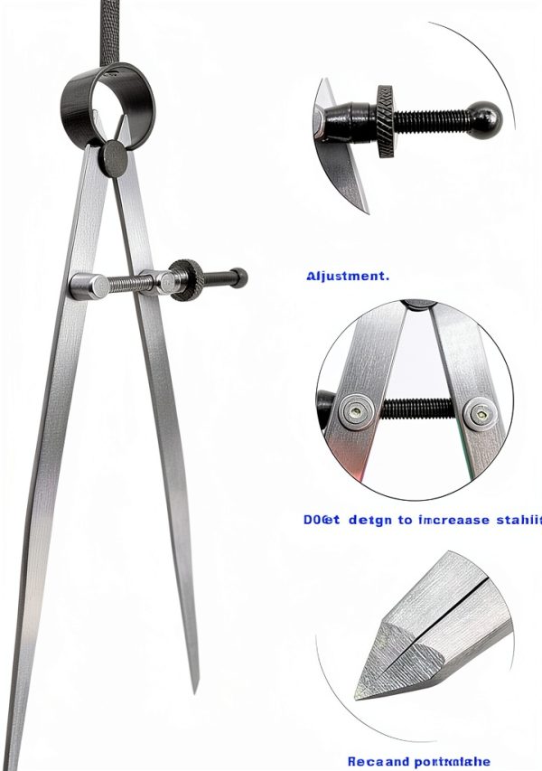 ZLKSKER Flat Leg Divider 8in Silver Alloy Steel Compass-4