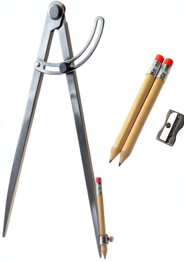 ALLY Tools 12 Inch Precision Locking Wing Divider/Woodworking Compass with Pencil Holder INCLUDES Two Pencils and Pencil Sharpener Ideal for Drawing, Drafting, Carpentry-0